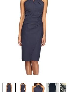 Alex Evenings Gorgeous Grey Halter Sheath Dress with Ruching size 14